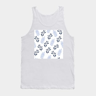 Blue Twigs and Leaf Pattern Tank Top